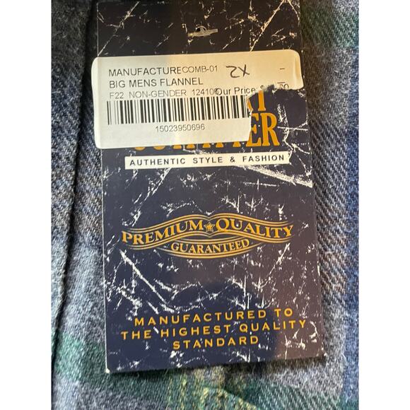 VTG-Inspired Comfort Outfitter Big Mens Flannel Shirt 2XL Blue Plaid 100% Cotton - Picture 3 of 8